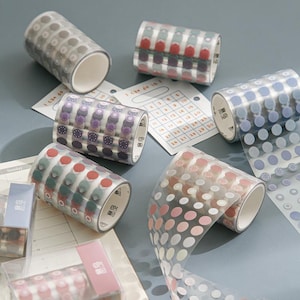 Ronde stickertape met stippen | Functionele stickers | Plannersticker | Basisstickers | Bujo Stickerset | Schoolbenodigdheden studeren