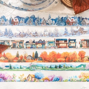 Natuurlijke landschapstape | Prachtig landschap PET-taperol | Vierseizoenentape | Decoratieve tapes | Benodigdheden voor collageplanner voor ongewenste dagboeken