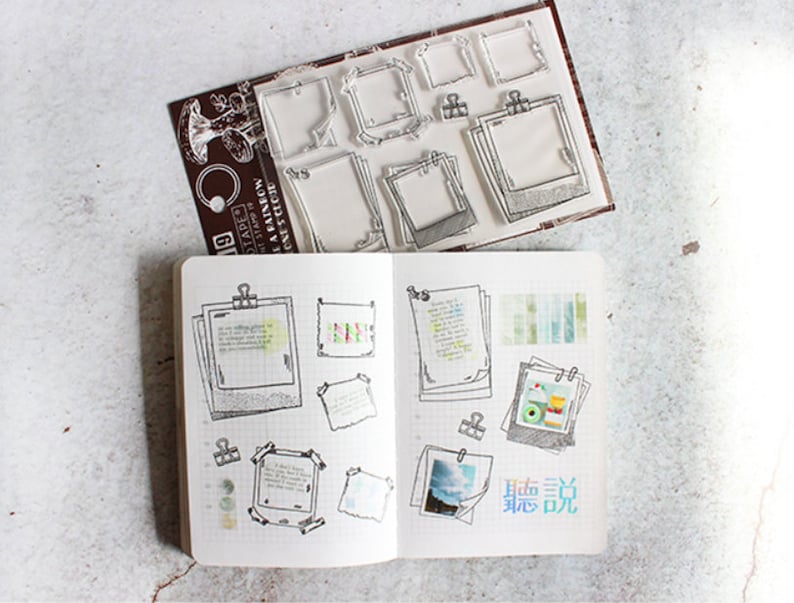 Planner Stamp\u00a0 Photo Frame Silicone Stamp Bullet Journal Scrapbooking Stamp\u00a0 Transparent Clear Stamp Set\u00a0