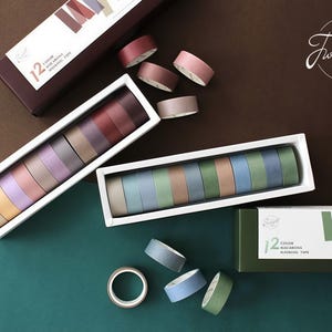 Morandi Farbe Funktionales Washi Tape Set | Solid Color Dekorative Bänder | Niedliche Planer Bujo Journal Collage Scrapbooking Handwerk DIY Bedarf