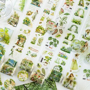 Planten Girls Life AestheticsTape | Green Plants PET-tape | Afplaktape | Rol PET-tape | Tape met natuurthema's | Cadeauverpakking | Cadeau voor meisjes