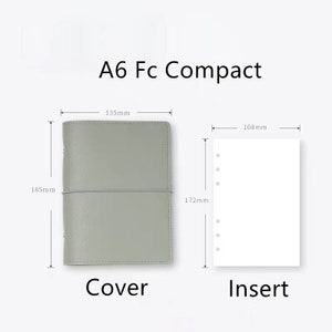 A6 FC Compact Vegan Leather 6 Ring Binder / Planificadores mensuales semanales diarios / Agenda diaria / Regalo para ella / Papelería de oficina escolar