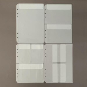 A5 Personal 6 Ring Binder PVC Pocket Insert | Painel de vinil | Organizador de cartão de planejador | Armazenamento de adesivos | Bolso para cartão