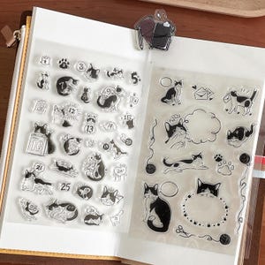Süßes Kätzchen Kalender Stempel | Transparent Klar Stempel Set | Scrapbooking Planer Bullet Journal Handwerk Karte machen Journaling Versorgung
