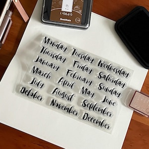 Tampon transparent date mois semaine | Calendrier Agenda journalier transparent Tampons en caoutchouc transparents | Accessoires pour agenda Bullet Journal