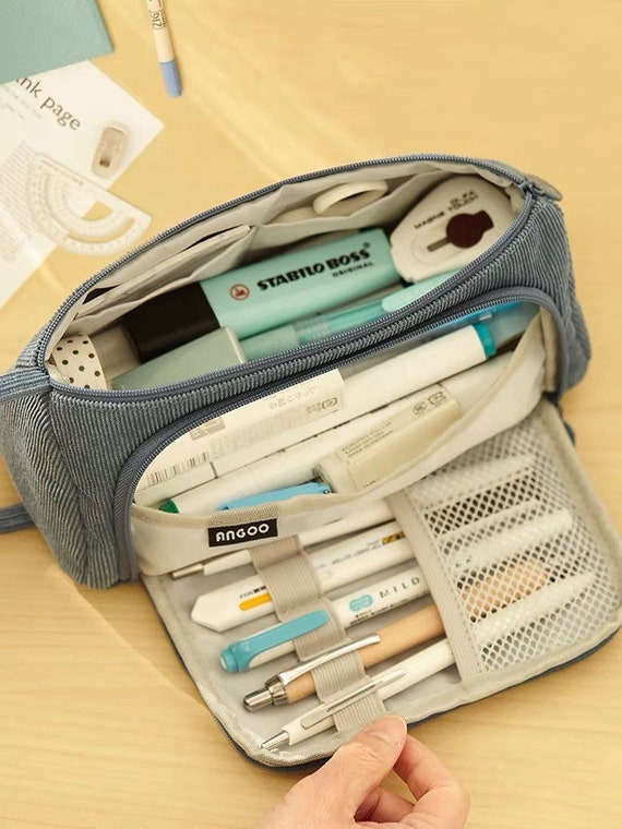 Leather Pencil Bag Retro Simple Stationery Holder Pen Case Zipper Pencil  Pouch