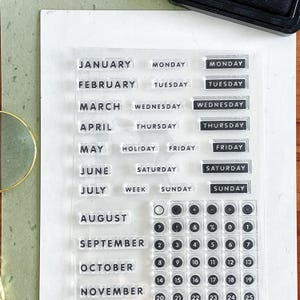 Maand Week Datum Kalender Clear Stamp | Transparante stempels dagelijks plan | Accessoires voor Bullet Journal-planners Benodigdheden voor dagboeken