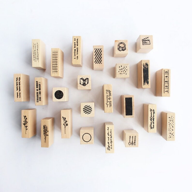 Basic Rubber Stamp Wooden Stamp Set Scrapbooking Stamp Etsy