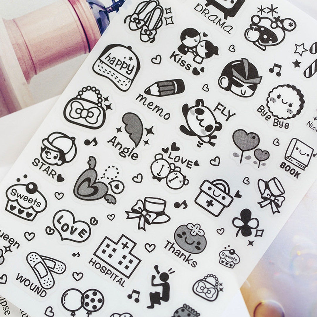 Set of Cute Kawaii Stickers Illustration. The collection consists