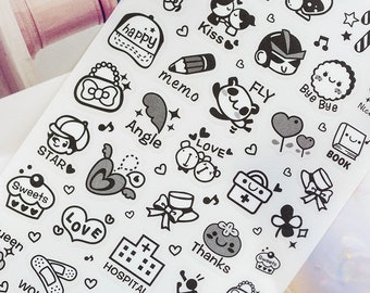 6 Sheets Cute Little Icon Sticker Pack / Kawaii Stickers / Junk Journal /  Stickers / Planner Sticker Set