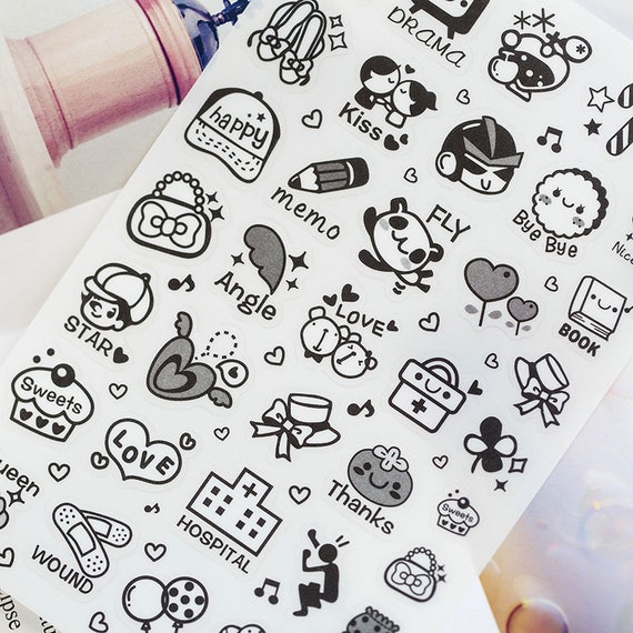 6 Sheets Cute Little Icon Sticker Pack / Kawaii Stickers / Junk