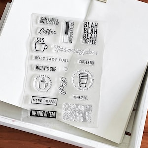 Kaffeeliebhaber Clear Stamp | Kaffeebohnen Tasse Spruch Transparente Stempel | Bullet Journal Planer Zubehör Kartenherstellung