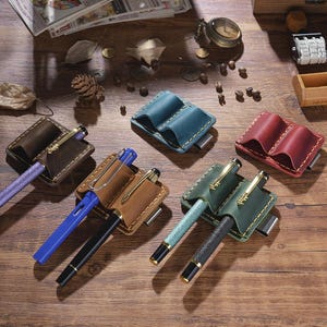 Portabolígrafos 100 % de cuero genuino hecho a mano para libros y cuadernos, soporte para bolígrafos, organizador de bolígrafos, portalápices para cuadernos y accesorios para diarios.