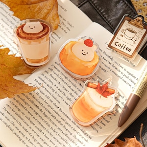 Süße Kaffee Kuchen Acryl-Clips | Kühlschrankmagnet | Starke Büroklammern | Niedlich Journal Zubehör Planer Traveler's Notebook Zubehör