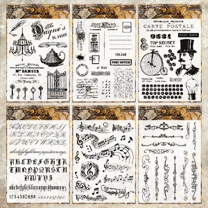 Sello transparente con matasellos de música con letras retro / Sellos de goma transparentes decorativos vintage / Accesorios y suministros para planificadores de bullet journal