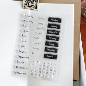 Mese Settimana Data Calendario Timbro Trasparente / Piano Giornaliero Timbri Trasparenti in Gomma / Bullet Journal Planner Accessori Forniture per Journaling