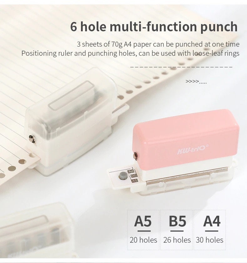 Adjustable Metal 6 Hole Punch Loose Leaf Puncher For A3 A4 A5 B4 B5 Paper  DIY Notebook Scrapbook Diary Office School Binding