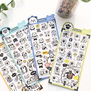Nekoni Koreaanse schattige panda hond beer schapen stickers | Kawaii dierenplanner stickers ongewenste dagboek scrapbooking collagebenodigdheden