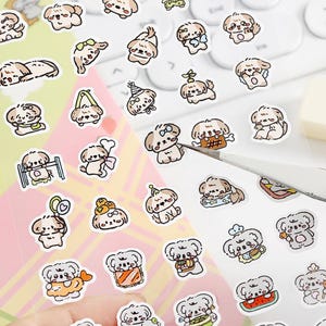 Sticker Mini Chat Chien Panda Lapin | Stickers animaux mignons | Stickers agenda animaux Kawaii Junk Journal Fournitures de scrapbooking