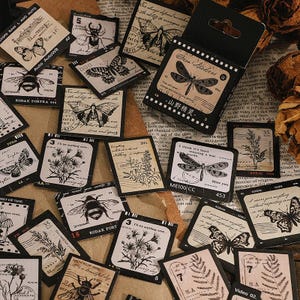 Pack d'autocollants abeille, papillon, plante, 46 pcs | Stickers pour journal indésirable | Essentiel pour les planificateurs Bujo | Fournitures pour scrapbooking et travaux manuels