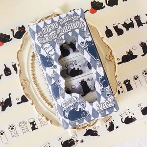5 Rolls Cute Kitten Washi Tape Set | Kawaii Cartoon Cat Decor Decorative Tape | Creative DIY Journal Planner Collage School Stationery