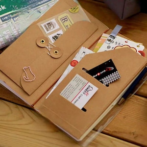 Chemise de classement kraft pour carnet de voyage | Enveloppe à pochette standard Passport TN | Organisateur de porte-cartes de crédit Passport