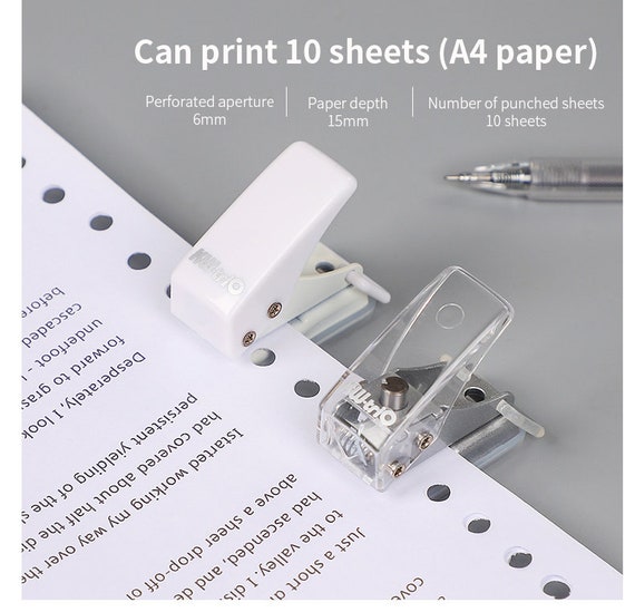 Portable Mini Single Hole Paper Puncher Loose Leaf B5 A5 A4 Smart Ring  Binder Planner Hole Punch Binding Supplies 