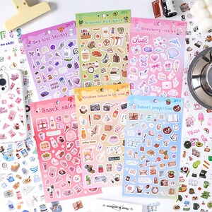 Weekendboodschappen | Leuke esthetiekstickers voor het dagelijks leven | Kawaii planner decoratieve stickers | Voedselmode | Benodigdheden voor dagboeken en plakboeken