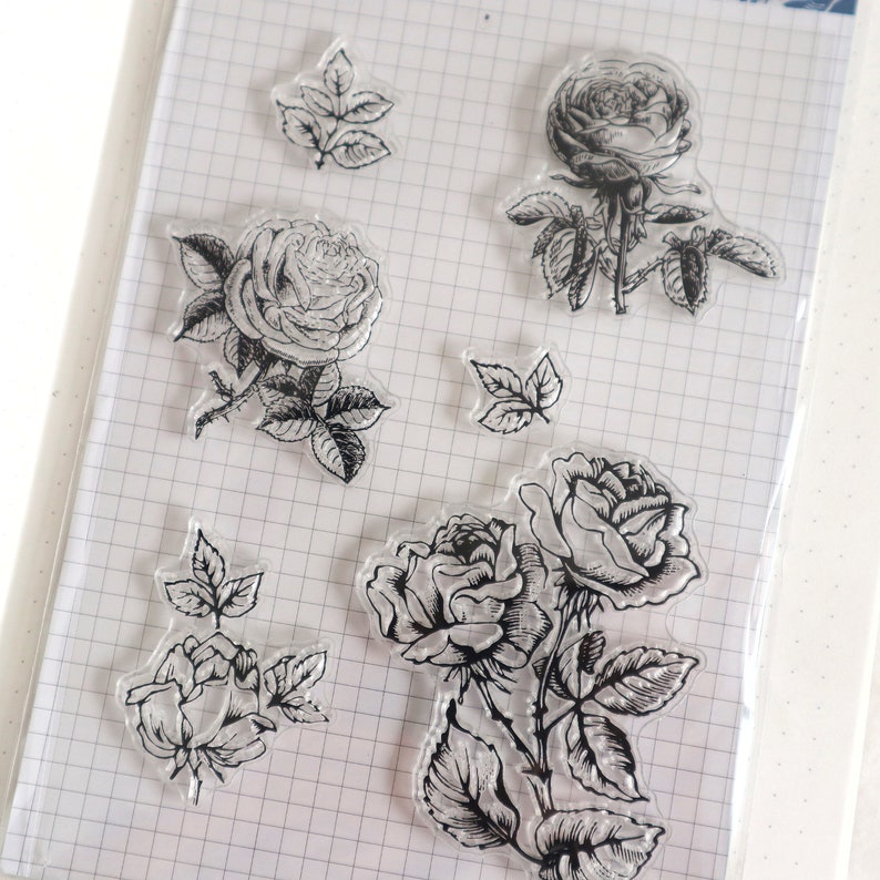 Roses Silicone Stamp Bullet Journal Planner Stamp\u00a0 Midori Traveler\u2019s Notebook Transparent Clear Stamp Set\u00a0 Scrapbooking Stamp\u00a0