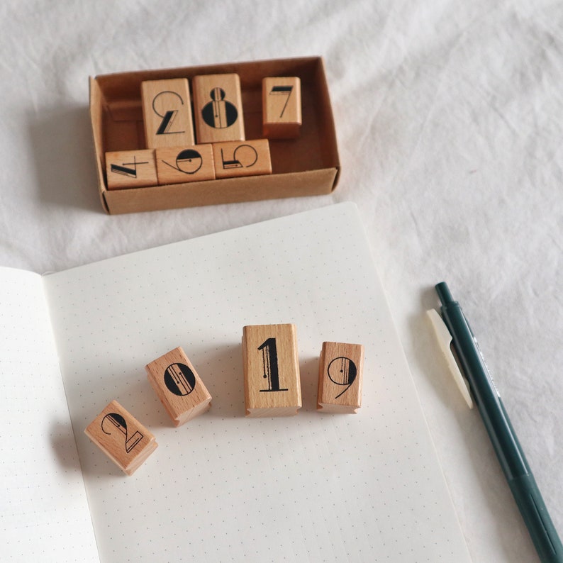 Bullet Journal Number Rubber Stamp Scrapbooking Stamp\u00a0 Planner Stamp\u00a0 Wood Stamp Set\u00a0 Midori Traveler\u2019s Notebook