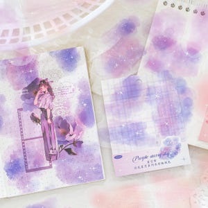 Pegatinas de acuarela con efecto difuminado / Pegatinas con fondo combinado / Planificadores, Bullet Journals, Diarios basura, Collage, Scrapbooking, Suministros, Accesorios