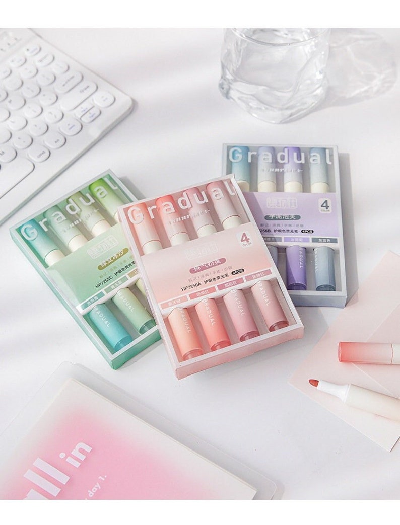 Gradual Cream Color Highlighter Pen Setstudent Dual Tip Etsy