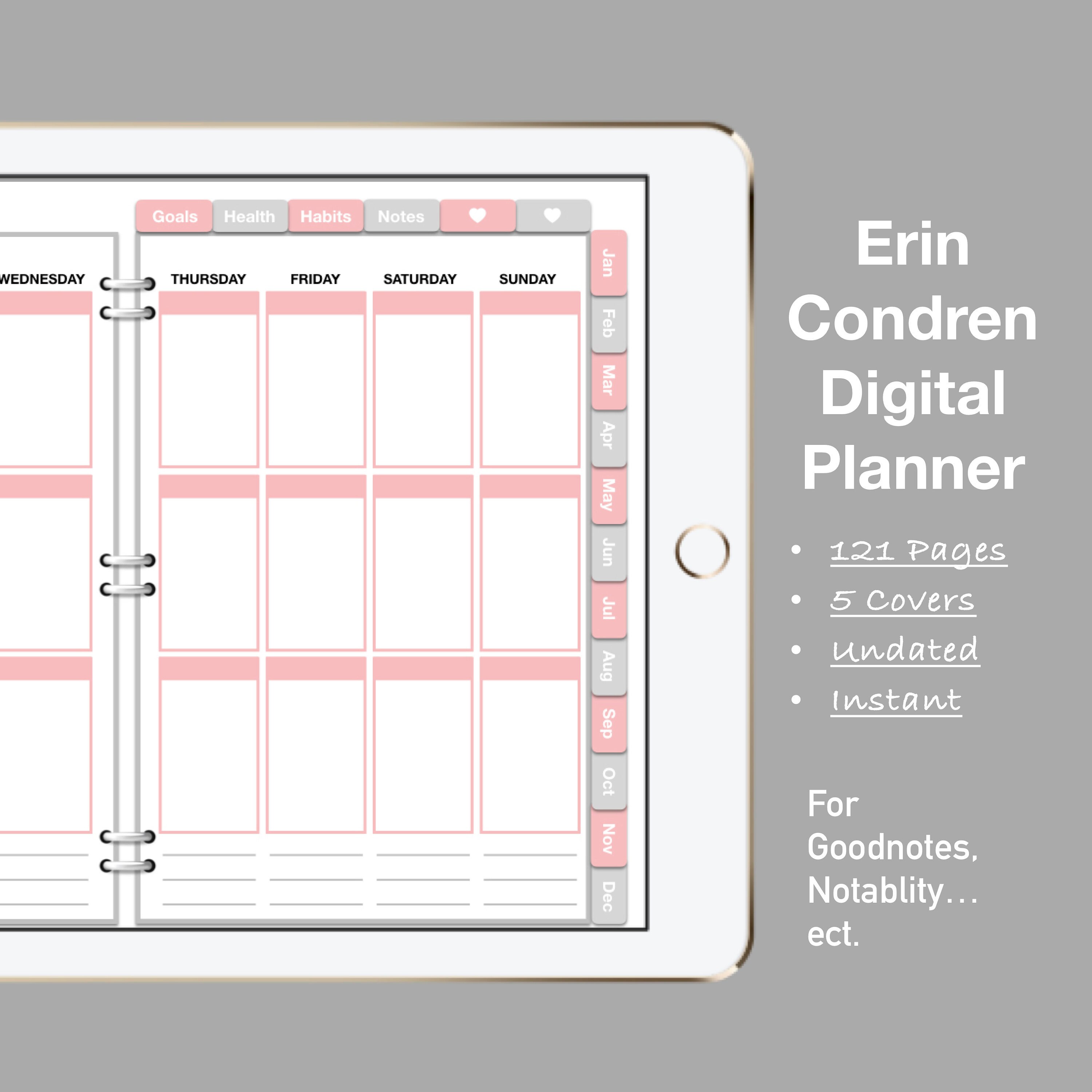 Undated Erin Condren Digital Planner iPad Planner Etsy