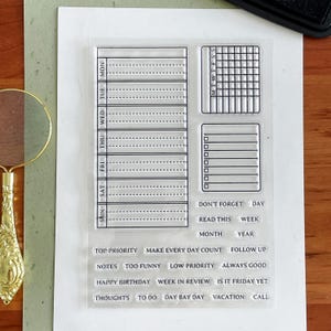Checklist weekplan Takenlijst Clear Stamp | Habit Tracker transparante stempels | Accessoires voor Bullet Journal-planner