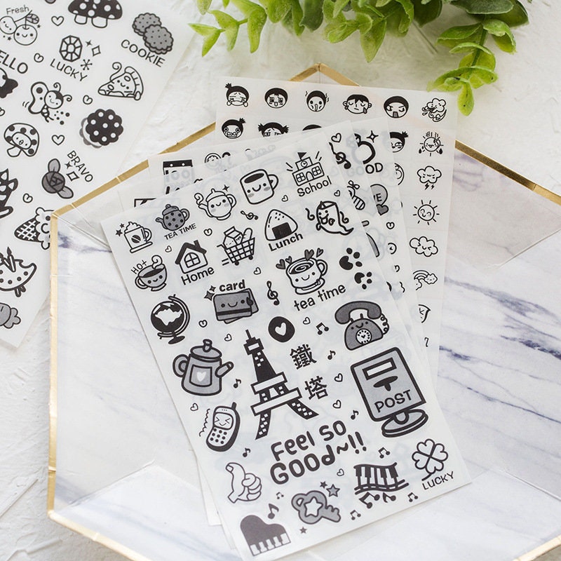 6 Sheets Cute Little Icon Sticker Pack / Kawaii Stickers / Junk
