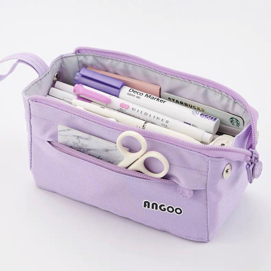 Big Capacity Pencil Case 3 Compartments Canvas Bag Multifunctional Marker  Pen Po