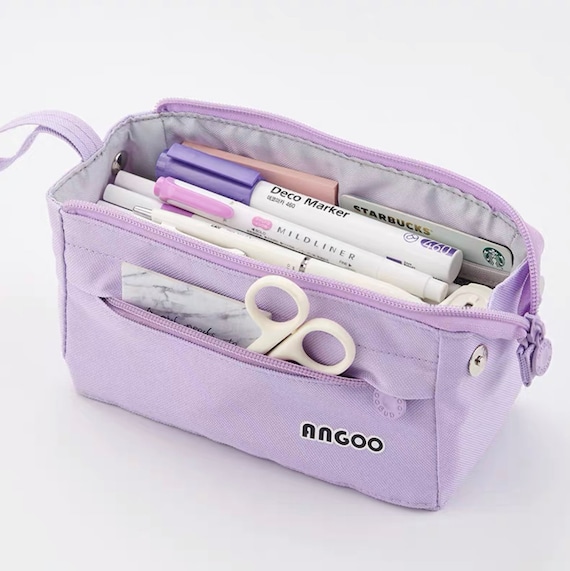 Big Capacity Pencil Case Large Pencil Bag Pouch Pen Case Pencil Marker  Holder With 4 Compartment For Stationery Desk Organizer Storage Office  Supplies, Black - Purple 