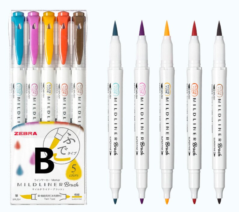 Zebra Mildliner Brush Pens Set Doublesided Highlighter Etsy Canada
