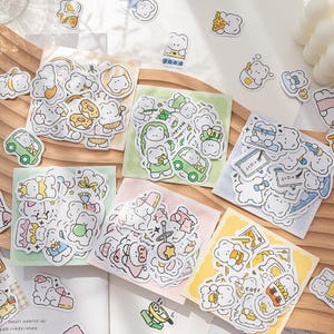40 Stück Cartoon Bär Alltag Aufkleber | Niedliche Handgezeichnete Bären Aufkleber | Kawaii Tier Planer Aufkleber Junk Journal Scrapbooking Zubehör