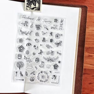 Frühling Garten Clear Stamp | Niedliche Mini Icon Blatt Vogel Blumenstempel | Bullet Journal Planer Zubehör