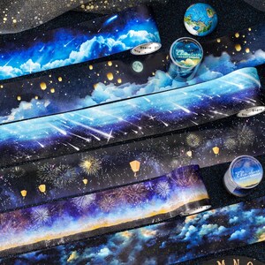 Cinta washi con estrellas brillantes, pegatinas decorativas con estrellas, planificador de diario basura, collage, manualidades, suministros para álbumes de recortes