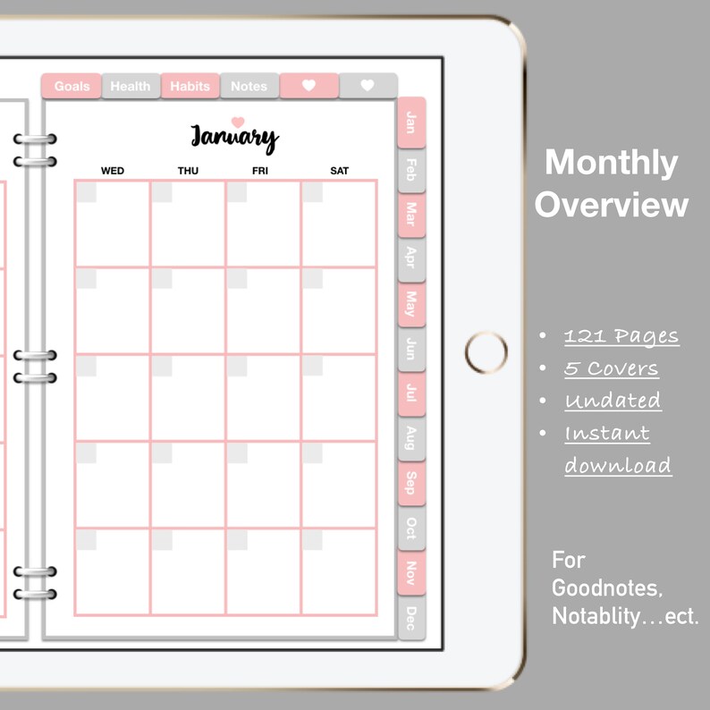 Undated Erin Condren Digital Planner iPad Planner Etsy