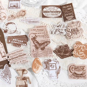 Pacote com 30 adesivos retrô | Adesivos de borboletas para plantas de café | Suprimentos para artesanato, colagem e scrapbooking | Adesivo para planejador