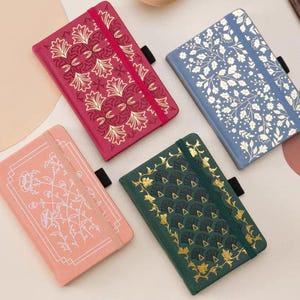 Diario vegano de PU con diseño floral A6 y bolsillo / Cuaderno portátil para la escuela, el trabajo y los viajes / Regalo ideal para mujeres y niñas / Diario personal