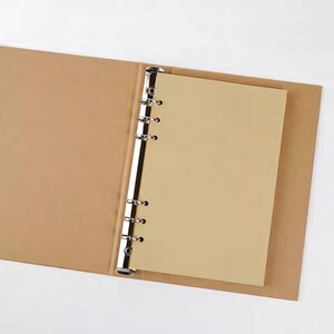 Pasta de folhas soltas de papel kraft A4 A5 B5 | Capa para fichário com 4/6/9 argolas | Caderno de anotações Kraft | Organizador de agenda recarregável