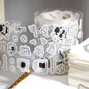 Kawaii Czarny Kot Przeczytaj Podróż Washi Taśma | Miłośnik Kotów Dekoracyjne Naklejki Taśma | Kreatywny DIY Dziennik Planer Szkoła Papiernicze
