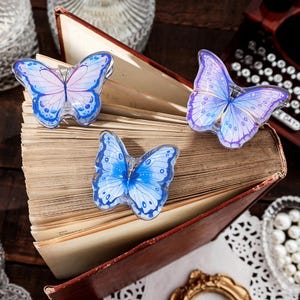 Schmetterling Acryl Clips | Niedliche Starke Büroklammern | Kawaii Stationery Journal Zubehör Planer Traveler's Notebook Zubehör