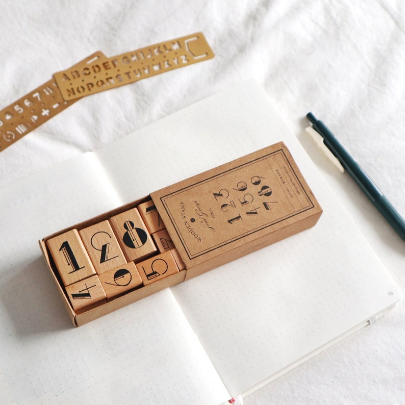 Bullet Journal Number Rubber Stamp Scrapbooking Stamp\u00a0 Planner Stamp\u00a0 Wood Stamp Set\u00a0 Midori Traveler\u2019s Notebook
