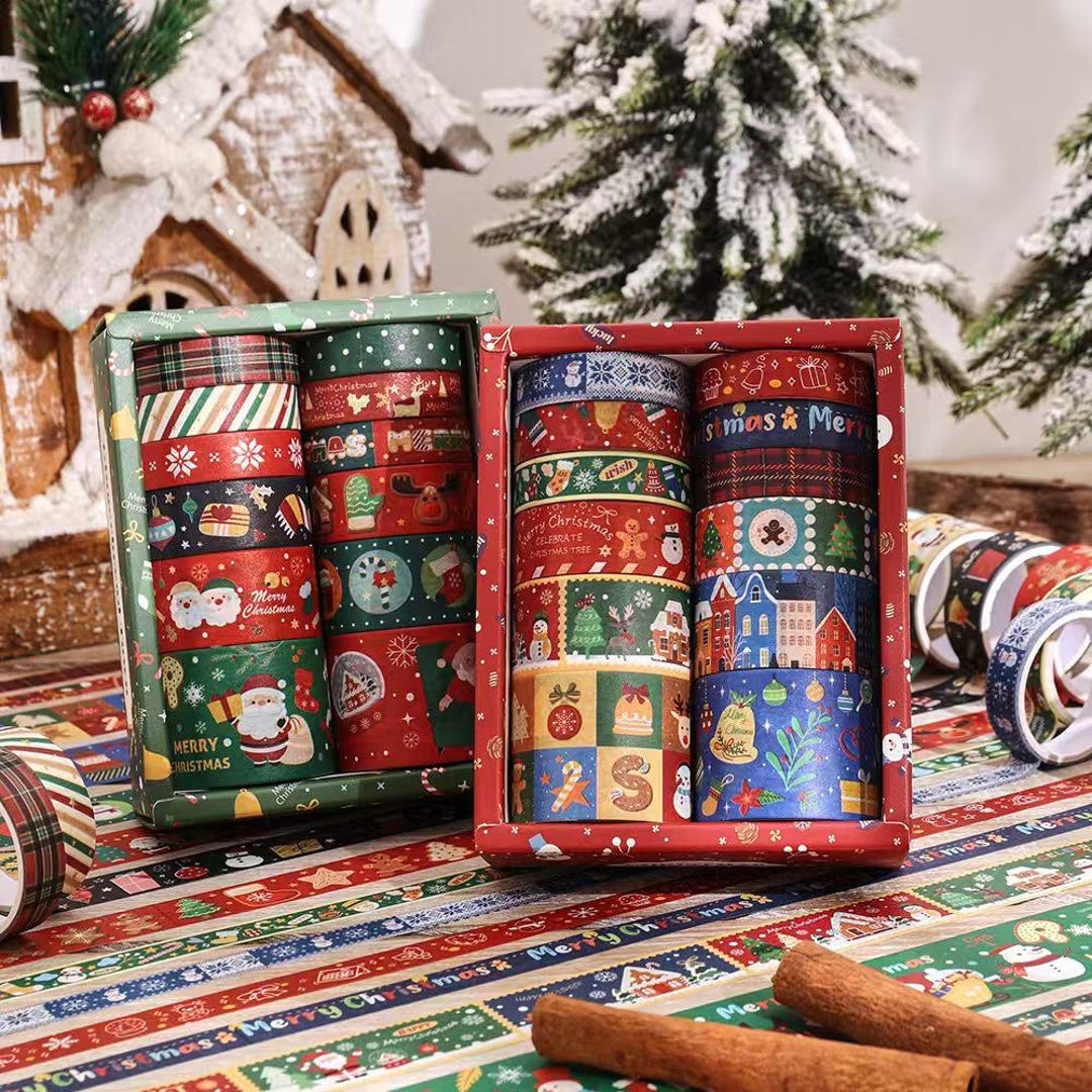 12 Rolls Cute Christmas Washi Tape Set for Journaling Festive Holiday ...