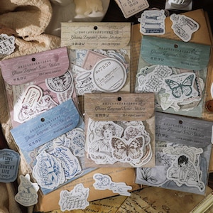Pacote com 30 adesivos retrô | Adesivos de borboletas para plantas de café Vinatge | Suprimentos para artesanato, colagem e scrapbooking | Acessórios para planejador